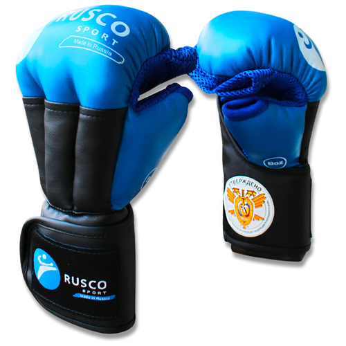 фото Перчатки для рукопашного боя pro, к/з, синий 8 rusco sport