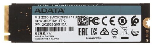 SSD накопитель A-DATA Wordfish 1ТБ, M.2 2280, PCI-E x4, NVMe - фото №2