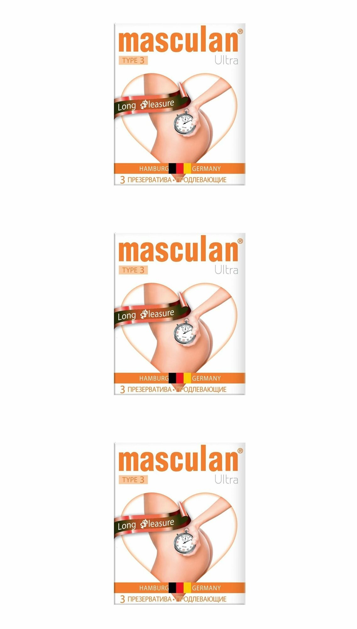 Masculan Презервативы 3 Ultra №3, продлевающие, с колечками, пупырышками и анестетиком, 3 уп.