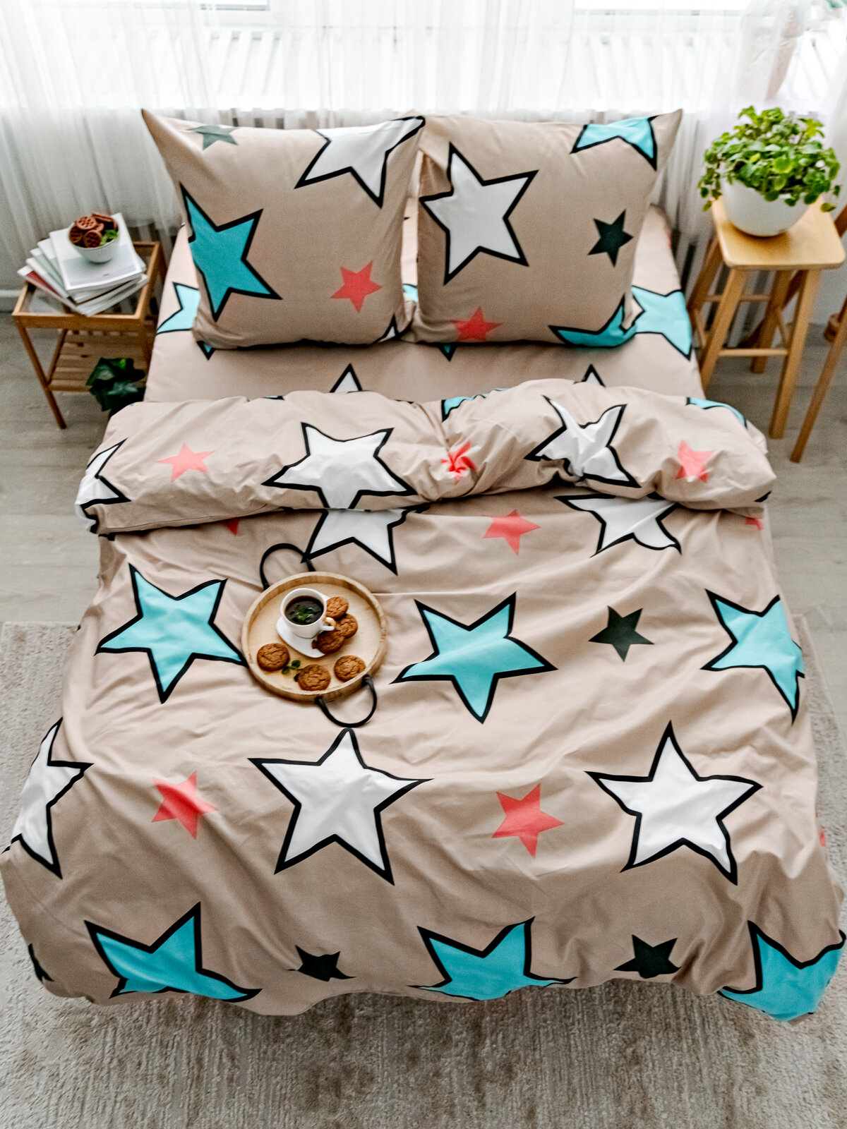 фото Комплект постельного белья, 2 спальное с европростыней, наволочки 70х70