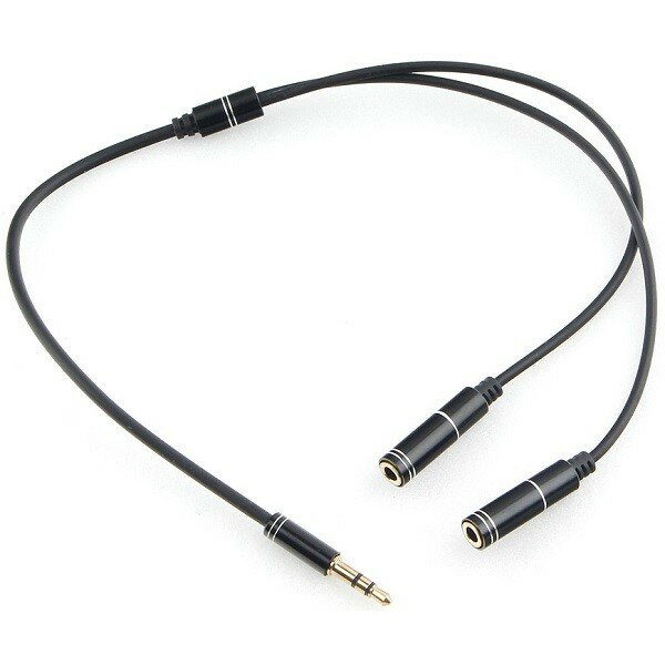 Gembird Кабель аудио разветвитель Cablexpert CCAB-02-35MY-0.2MB. 3.5 джек M 2х 3.5 джек F , черный, 0.2м, блистер