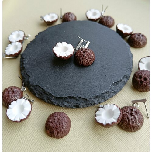 Серьги с подвесками Blossom, размер 15 мм, коричневый