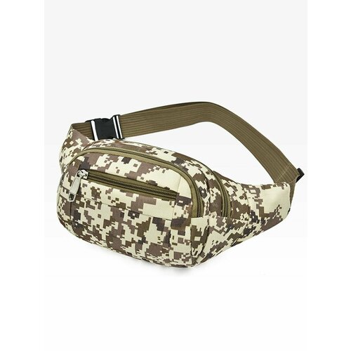 Сумка поясная , фактура зернистая, белый/коричневый