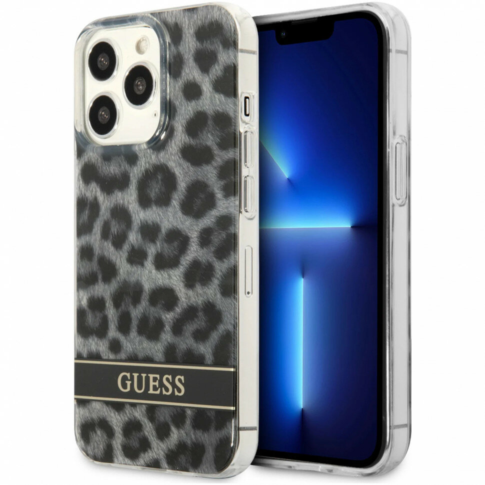 Чехол CG Mobile Guess PC/TPU Leopard Hard для iPhone 13 Pro Max, цвет Серый (GUHCP13XHSLEOK)