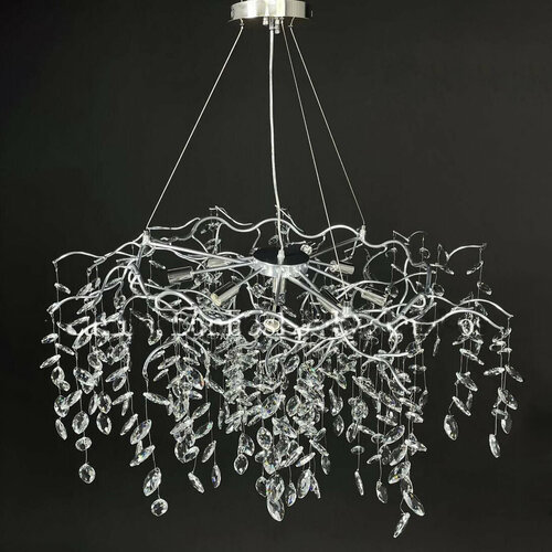 Светильник подвесной с хрустальными подвесами E14 10 ламп серебро 27900₽