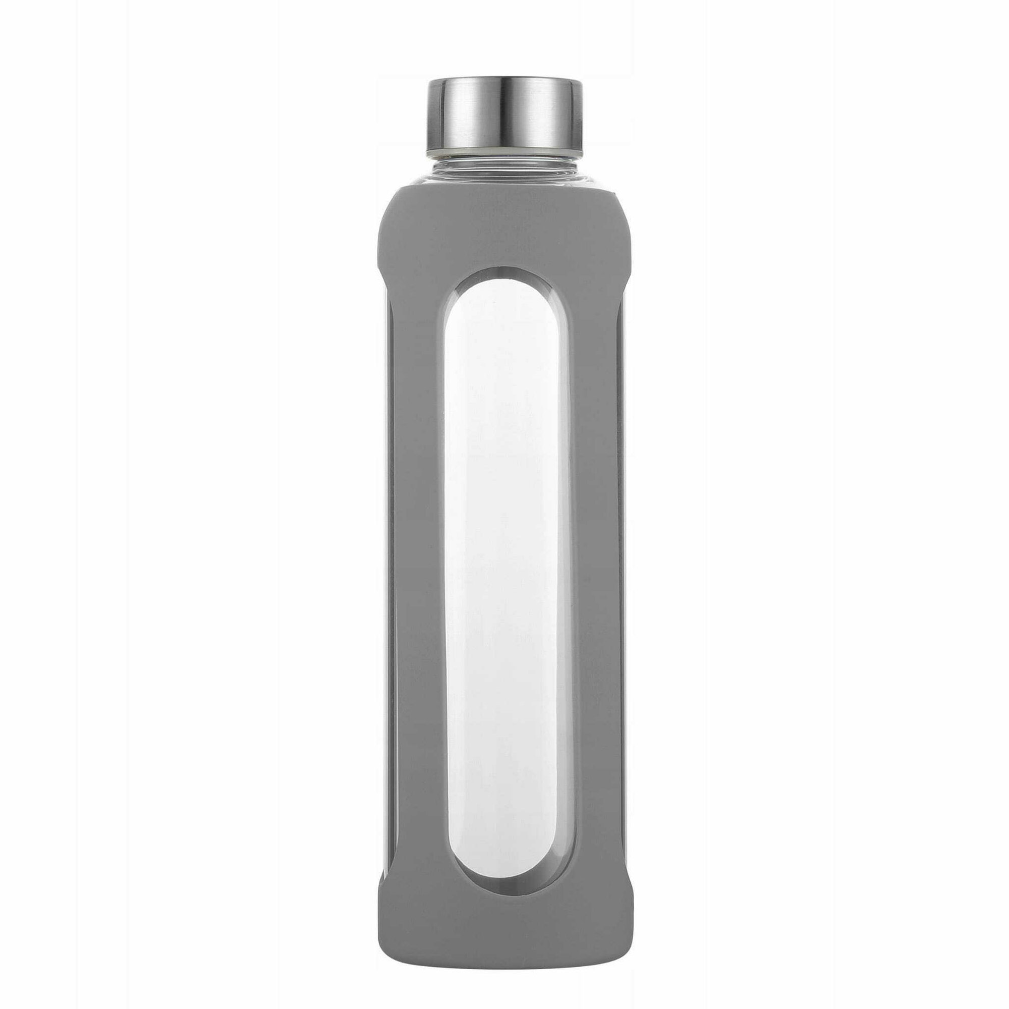 Бутылка для воды 550 мл. Kamille KM 9024 стеклянная в силиконовом чехле (9024 / 0,55 л. / серый)