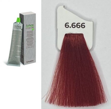 фото ECHOS LINE, Крем краска на основе пчелиного воска, 6.666 Тёмно-русый ультраинтенсивый красный, 100мл