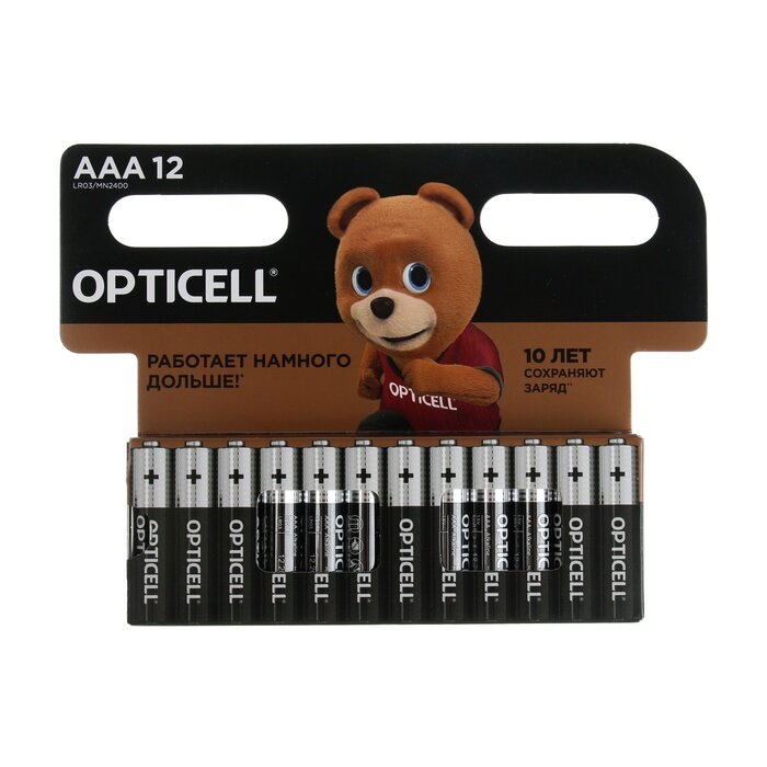 OPTICELL Батарейка алкалиновая OPTICELL, AAA, LR03-12BL, 1.5В, блистер, 12 шт