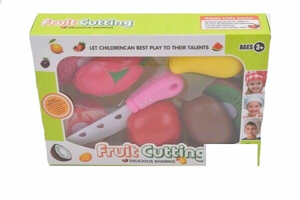 Игротрейд Набор Продукты Fruit Cutting, в комплекте: фрукты на липучке, столовые приборы, 20х4х14 см