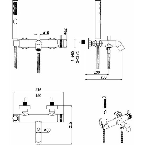 смеситель для ванны medea torino хром hb6590292c Смеситель для ванны Allen Brau Priority 5.31D10-00 хром