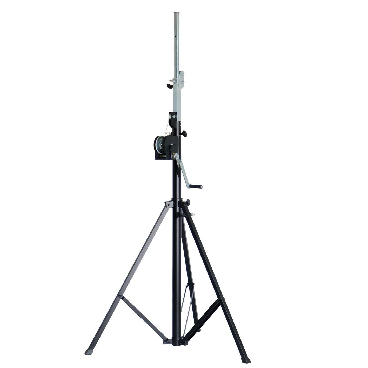 ECO LS084W410 Black Стойка для подвеса световых приборов с лебедкой. Максимальная высота 4,1м. D: 35mm, Макс. нагрузка 80кг. Материал сталь. Вес 20,5кг. Цвет черный матовый. коробка: 1шт.-166х20х26cм, упаковка: 2шт.- 168x43x29cм