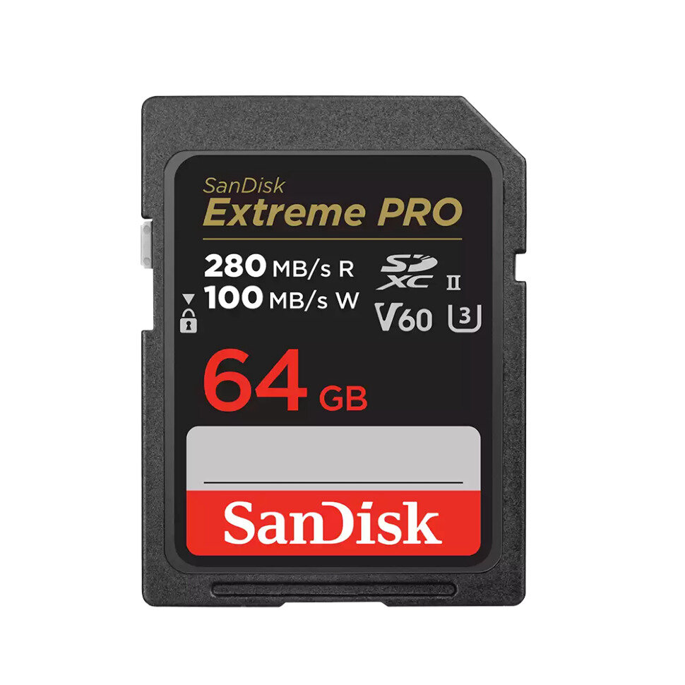 Extreme PRO 64GB V60 UHS-II SD cards, 280/100MB/s, V60, C10, UHS-II