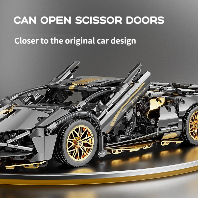 Конструктор Техник набор 1200+ деталей, Черная ламба (technic, модель racing спорткар, лего совместимый, конструктор для мальчиков, большой набор) — фото 1