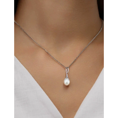 Подвеска Argentum серебро 925 проба родирование жемчуг размер 25 см серебристый 1033₽