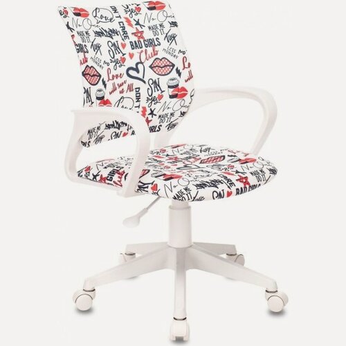 Изображение товара Кресло детское Бюрократ BUROKIDS 1 W мультиколор красные губы крестов. пластик пластик белый