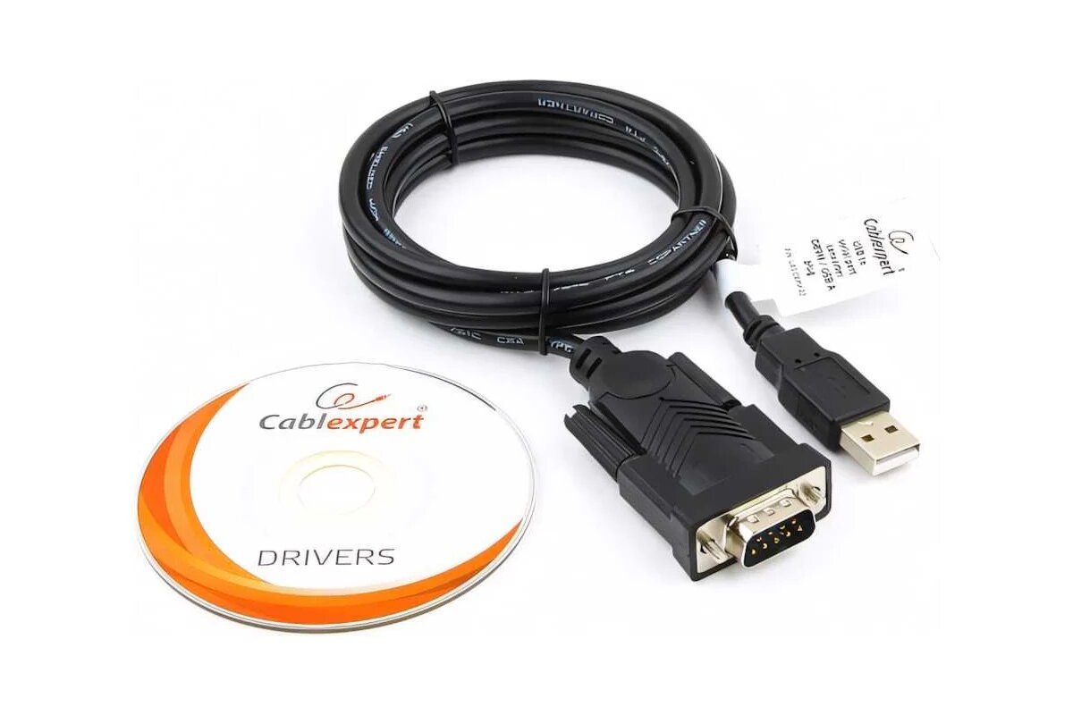 Cablexpert USB-COM адаптер AM/DB9M, 1.5 м, черный, пакет UAS-DB9M-02 для ПК и интерфейса — фото 1