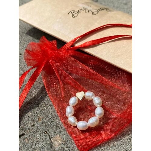 Кольцо BERGEN DESIGN, безразмерное, белый, бежевый