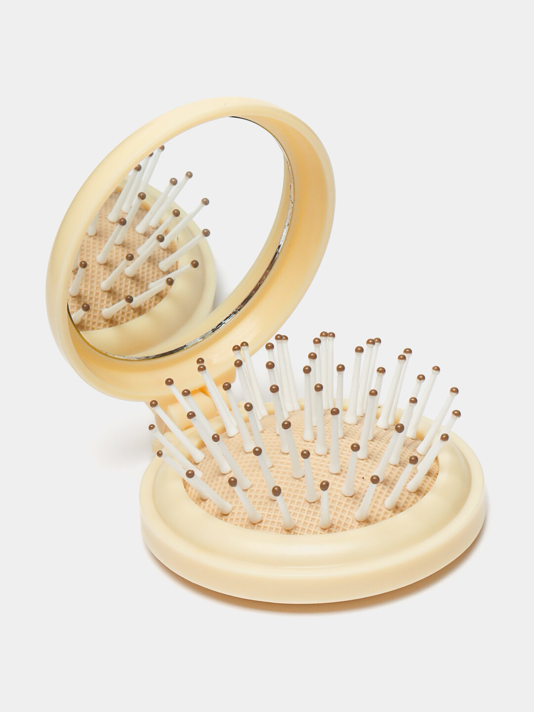 Круглая складная расчёска для волос, с зеркалом, для девочек и девушек — фото 1
