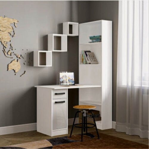 Изображение товара Стол письменный Клик Мебель СПЛ-2, угловой, ЛДСП, белый глянец, 115х60 см