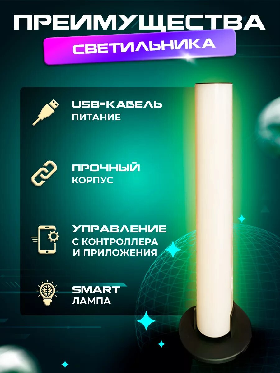 Светодиодный RGBсветильник Bootleg на стол неоновая лампа LED 2 шт — фото 1