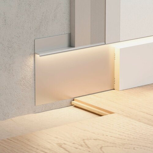 Изображение товара Скрытый плинтус ПО 192 теневой профиль, длина - 2700 мм - Серебро матовое