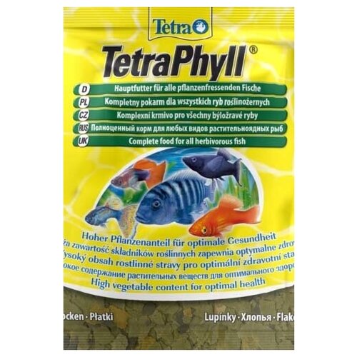 Tetra Phyll Sachet корм для травоядных рыб, хлопья 12 гр (10 шт)