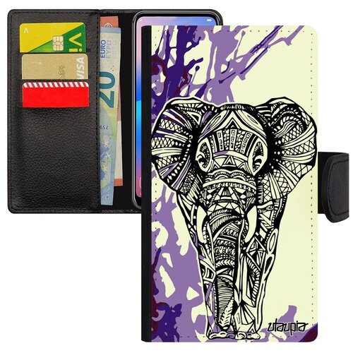 фото Качественный чехол- книжка на смартфон // apple iphone 7 // "слон" древний мудрый, utaupia, фиолетовый