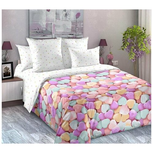 Постельное белье Лайк 1, 1.5-спальное, перкаль, наволочки 70х70