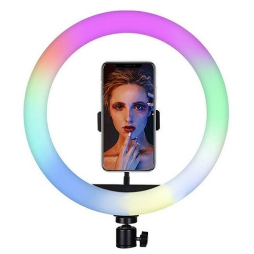 фото Цветная кольцевая светодиодная лампа с держателем rgb led mj-26 (26 см) soft ring light (white) нет бренда