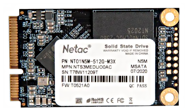 Твердотельный накопитель Netac N5M 512 ГБ mSATA NT01N5M-512G-M3X