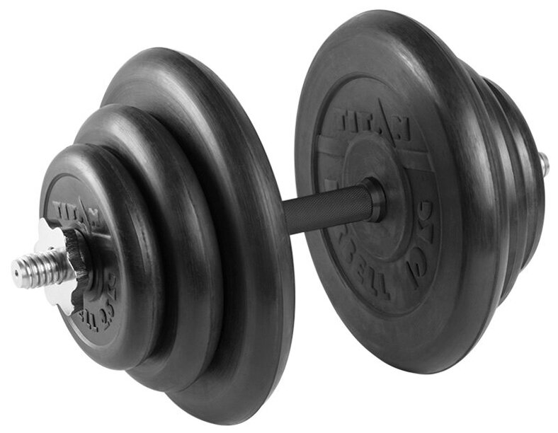 Гантель разборная 37 кг TITAN Barbell - d26, Комплектация №1 с обрезиненной ручкой