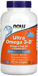 Капсулы NOW Ultra Omega 3-D 600/300, 180 шт.