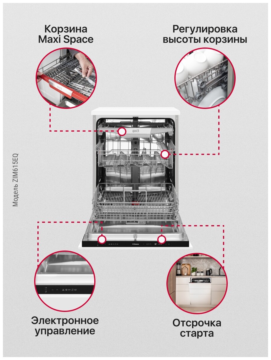 Встраиваемая посудомоечная машина 60CM ZIM615EQ 1191791 HANSA - фотография № 5