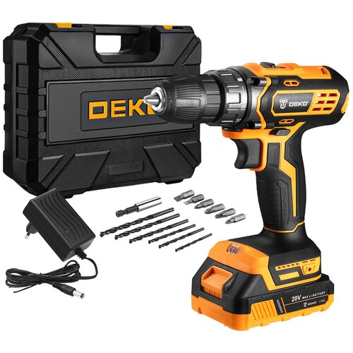 Дрель-шуруповерт аккумуляторная DEKO GCD20DU3 в кейсе 20В 220Ач 495600₽