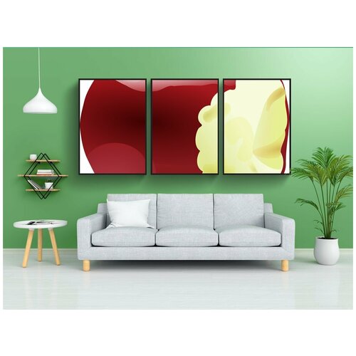 фото Набор модулных постеров для интерьера "яблоко, красный, фрукты" 60x90 см. в тубусе, без рамки lotsprints