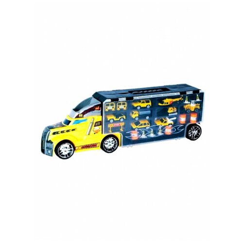 Машинка Junfa toys Автовоз/в комплекте набора металлические машинки и дорожные знаки, KENGYTANG