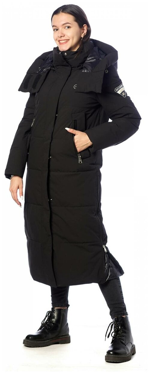 Куртка  EVACANA зимняя, удлиненная, силуэт прилегающий, внутренний карман, регулируемый капюшон, манжеты, ветрозащитная, карманы, размер 46, красный