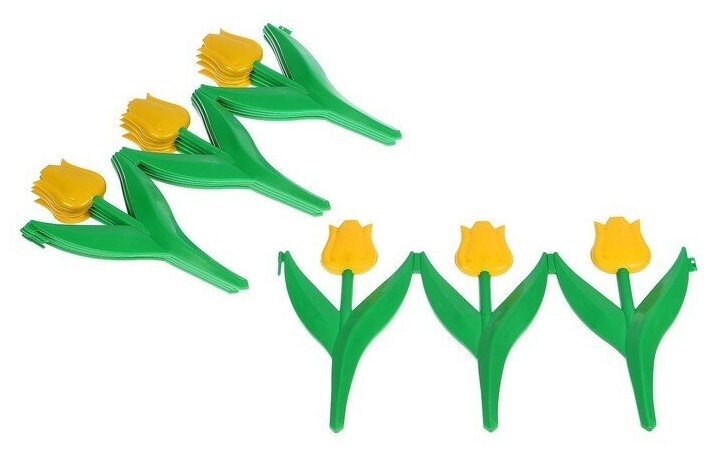 Ограждение декоративное 30 × 225 см 5 секций пластик жёлтый цветок «Тюльпан»