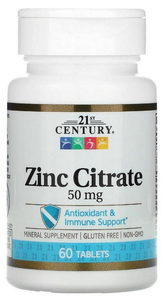 Фото 21st Century Zinc Citrate 50 mg 60 таблеток