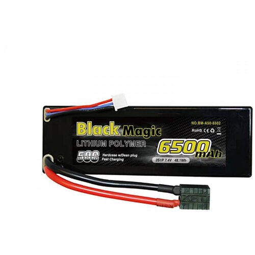 Аккумулятор 50C/6500mah/7.4V 2S1P (hardcase w/Traxxas Plug) Black Magic BM-A50-6502