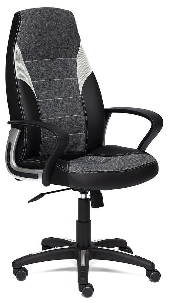 Кресло компьютерное INTER, Цвет обивки: серый, черный, Цвет корпуса: серый металлик, черный