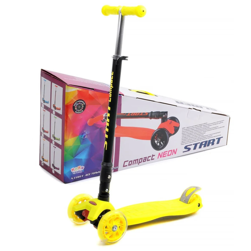 фото Самокат детский+светодиодные колеса "slider start" желтый игротрейд