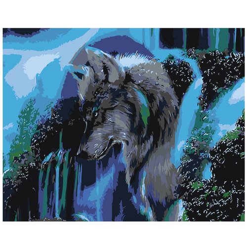 Картина по номерам, Живопись по номерам, 48 x 60, FT11, волк, природа, водопад, иллюстрация, фантазия, дикий картина по номерам живопись по номерам 48 x 60 a382 животное водопад горы лес закат волк