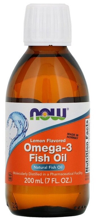 Раствор NOW Omega-3 Fish Oil, 0.3 г, 200 мл