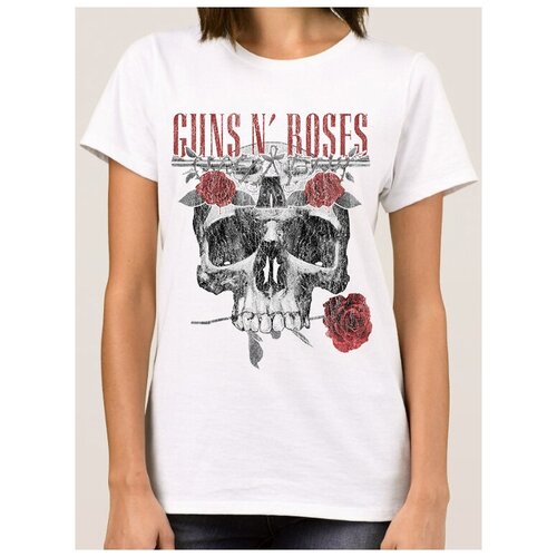 Футболка Design Heroes Guns And Roses Женская Белая XL