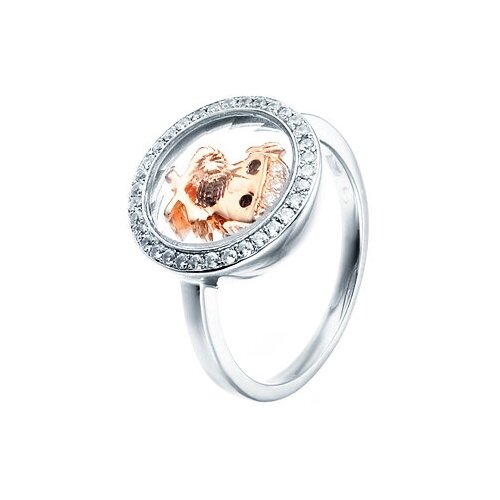 Кольцо JV, серебро, 925 проба, стекло, фианит, размер 16 серебряное кольцо с кубическим цирконием ювелирным стеклом