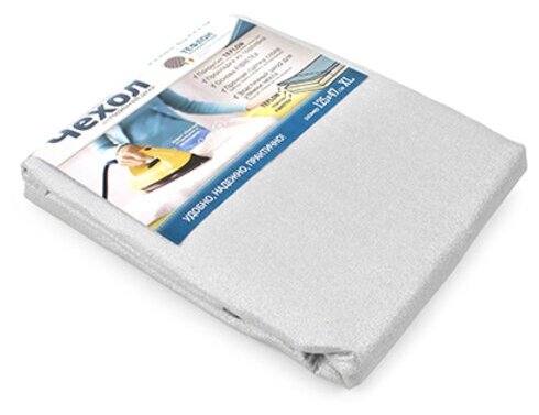 фото Чехол для гладильной доски с тефлоновым покрытием 125х47см, прокладка из поролона, основа Fibretex, прочная сцепка слоев, эластичный шнур для утяжки чехла, размер доски 125х40см (Россия)