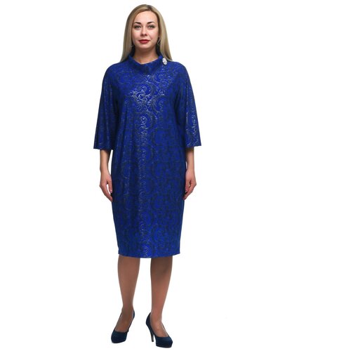 фото Платье olsi, прямой силуэт, миди, размер 48, синий