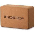 Блок для йоги и фитнеса гимнастический пробковый, Опорный кирпич для йоги и фитнеса, Спортивный кубик INDIGO 22,8х15,2х10,1 см - изображение