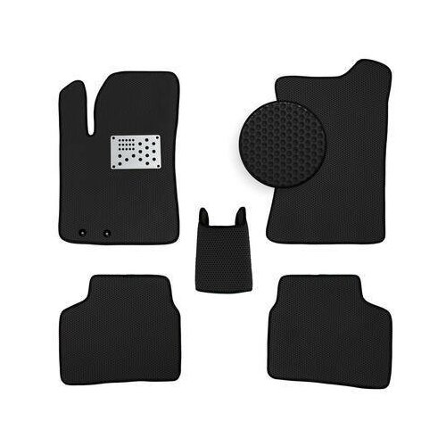 Комплект EVA ковриков для Mercedes-Benz B-klasse W245 2005-2011/Мерседес-Бенц Б-класс W245 2005-2011 (с алюминиевым подпятником) черные с черной окантовкой